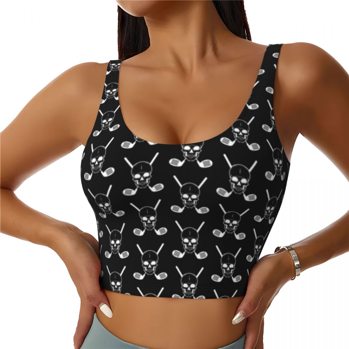 Yoga Fitness Club - Gewatteerde Yoga Top Golfclubs met Skull