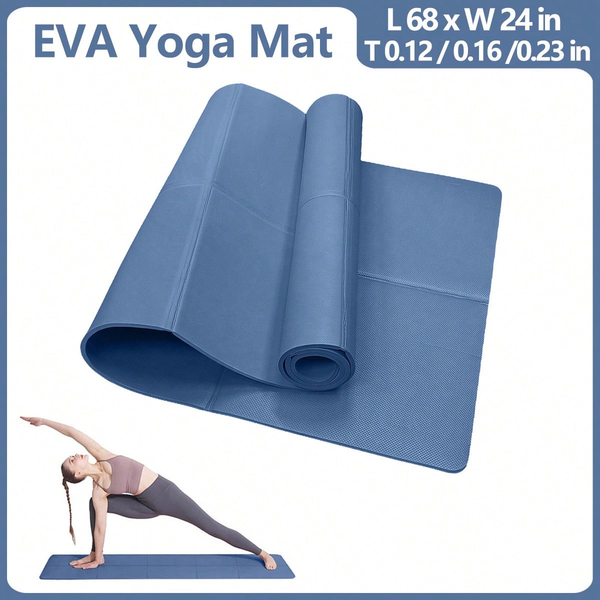 Thick Yoga Mat - Opvouwbare yogamat donkerblauw milieuvriendelijk EVA opvouwbare