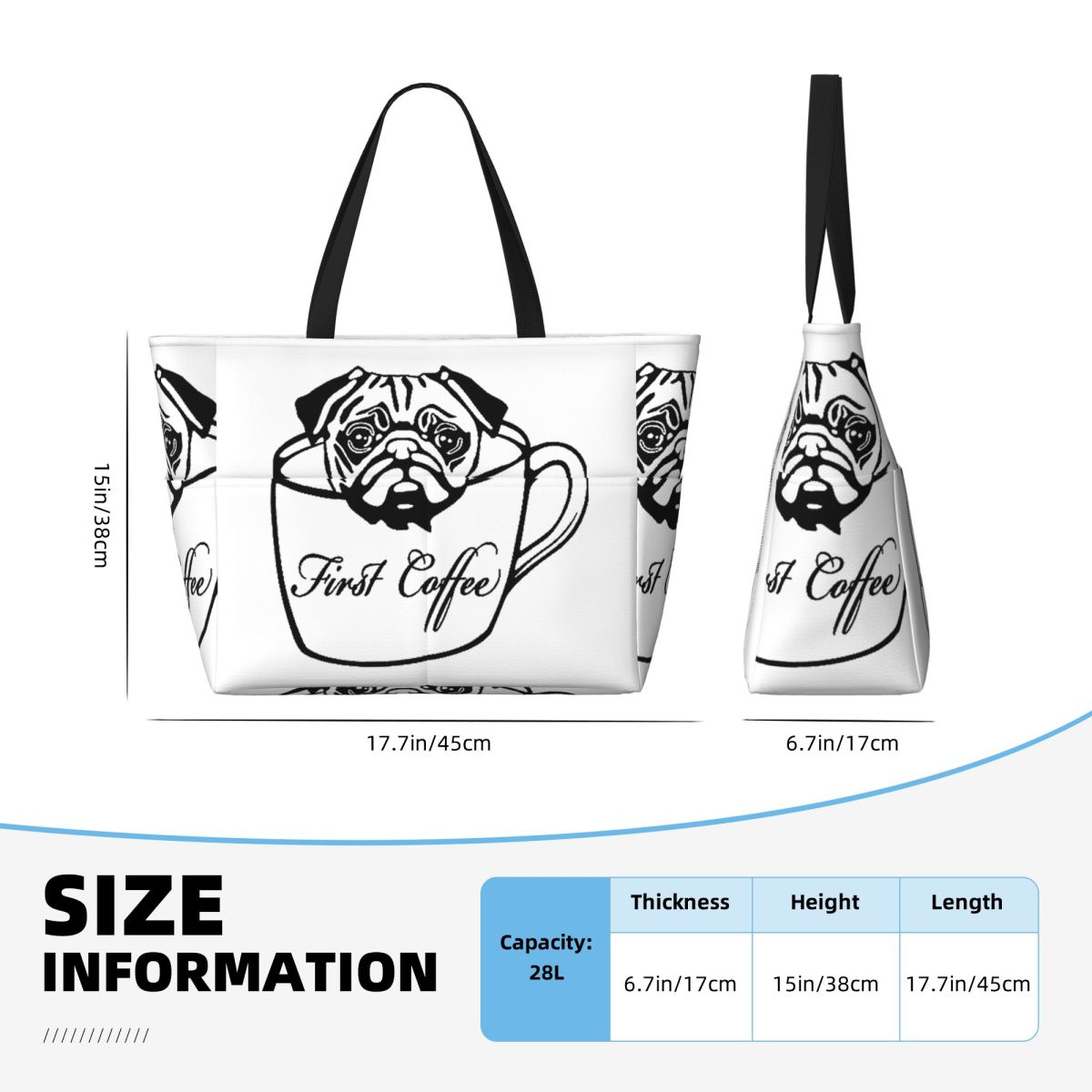 Pug First Coffee Beach Tote Ba - Yoga In Fitness First recensie en prijs